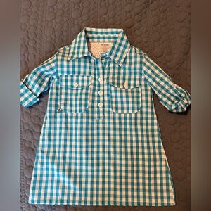 Prodoh girls Gingham Button-Front Tunic Dress in Teal & White 12M